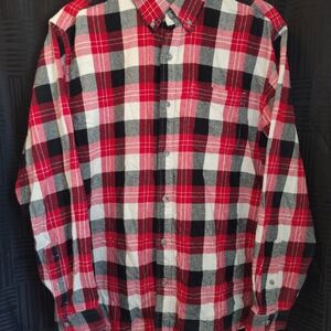 Eddie Bauer Red and Black Plaid Button Down Shirt